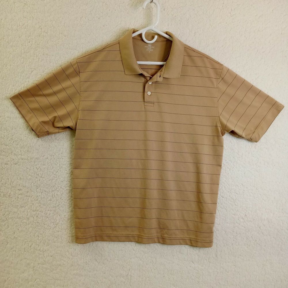 Dockers Golf Polo Shirt Mens Large Short Sleeve‎ Gold Lightweight